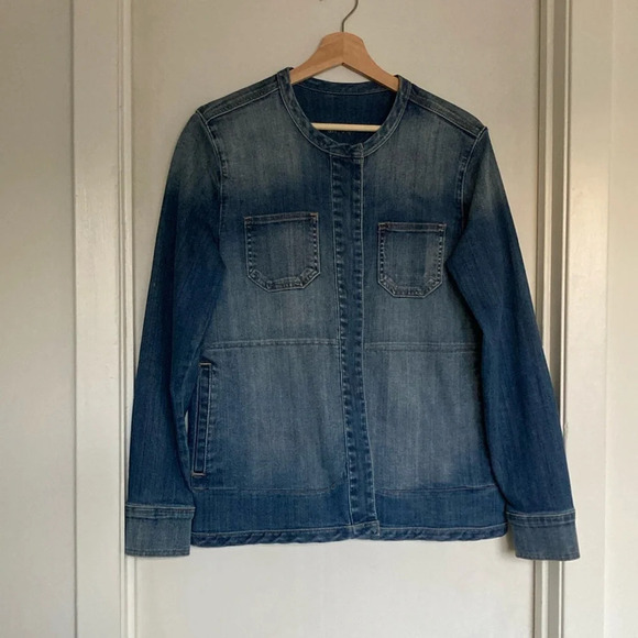 Kut From The Kloth Amanda Boyfriend Collarless Boxy Jean Jacket - Picture 1 of 13